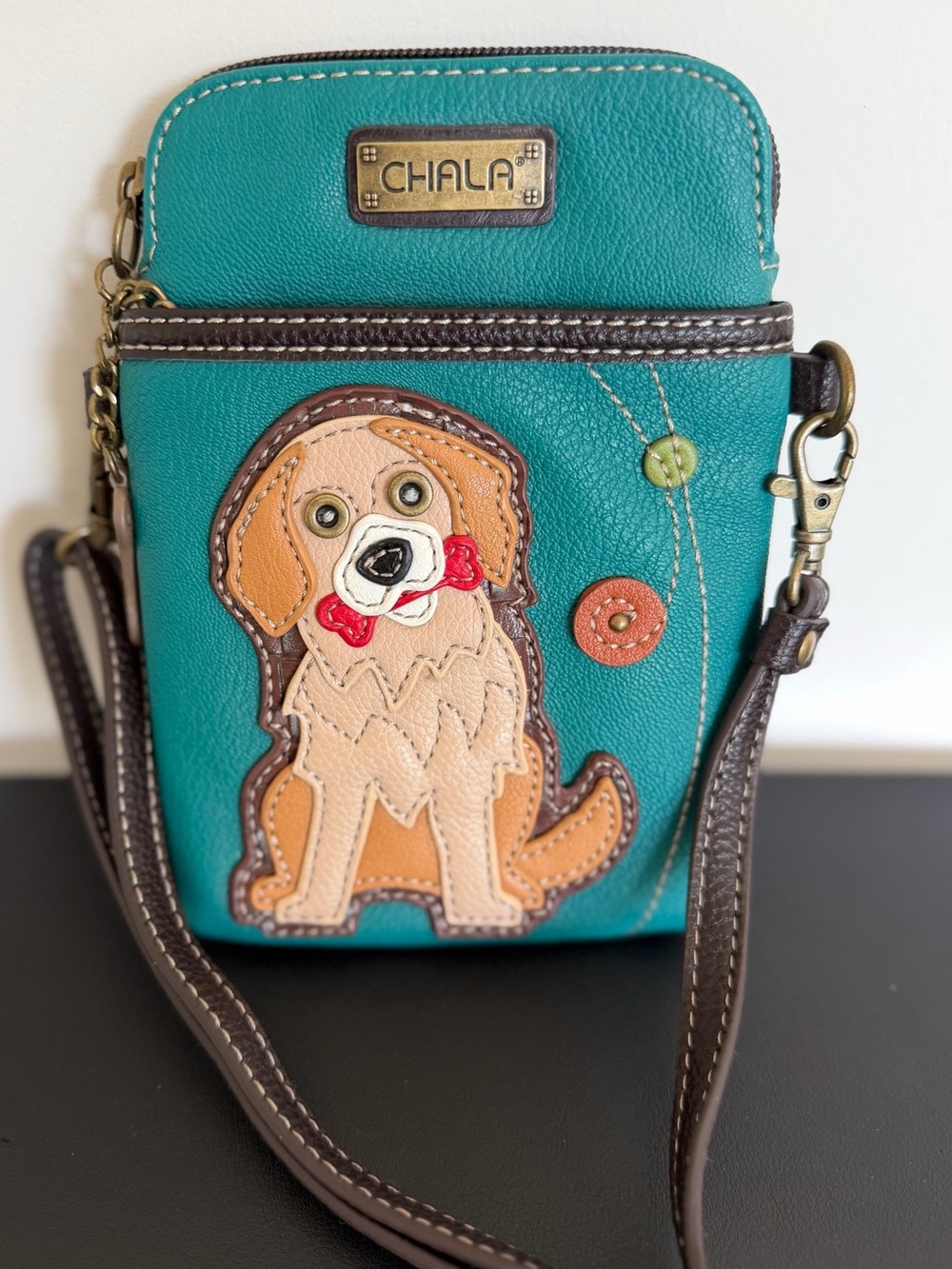 CHALA Dog Cell Phone Crossbody Purse Teal Convertible Mini Bag